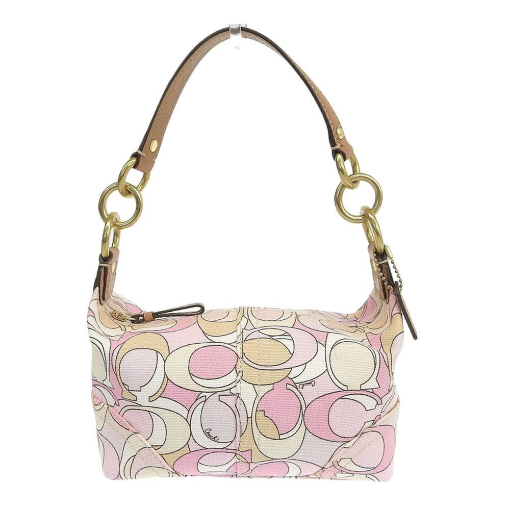 Coach | Bags | Coach Optic Signature Multicolor Handbag Pouch Pink